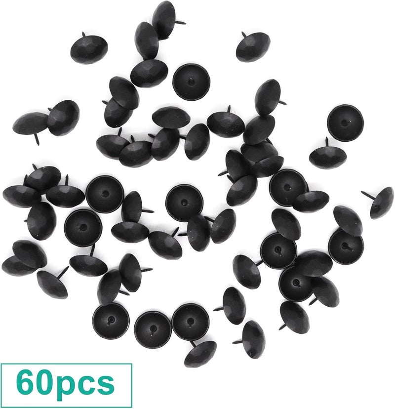 BUXIMN 60pcs Upholstery Tacks, Metal Upholstery Nails for Wood Unique Decorative Nails Thumb Tacks Upholstery Pins Vintage Furniture Tacks Upholstery Nails (25x23mm, Matte Black) - Image 3